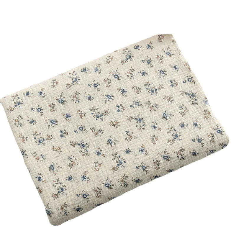Tissu double gaze de coton à fleurs au mètre