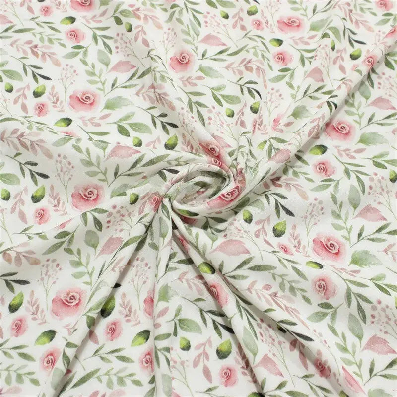 Double gaze imprimée fleurs et libellules au mètre