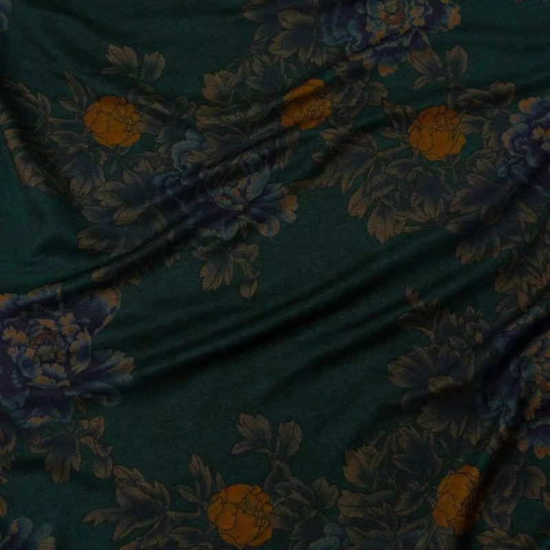 Ponte roma à motif floral au mètre