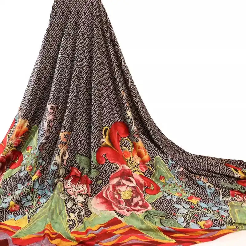 Ponte roma à motif floral au mètre