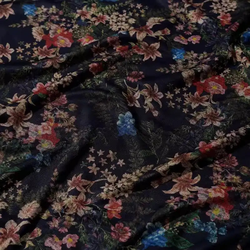 Ponte roma à motif floral au mètre