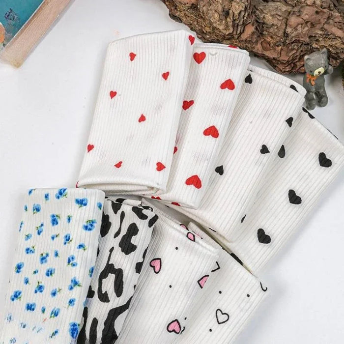 Maille côtelée imprimée au mètre | Jersey côtelé extensible