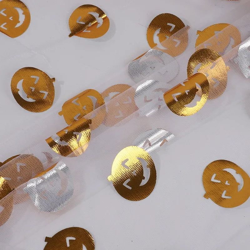 Tissus en tulle imprimé Halloween à feuille d’or au mètre