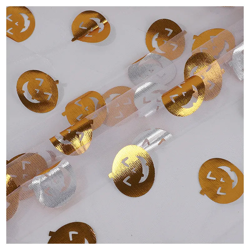 Tissus en tulle imprimé Halloween à feuille d’or au mètre