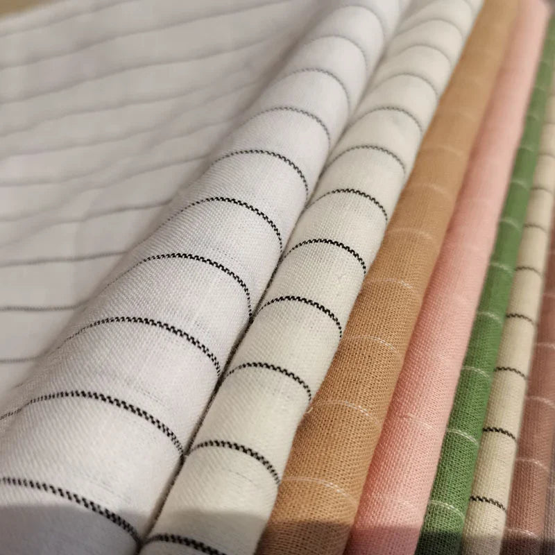 Tissu lin léger à rayures au mètre