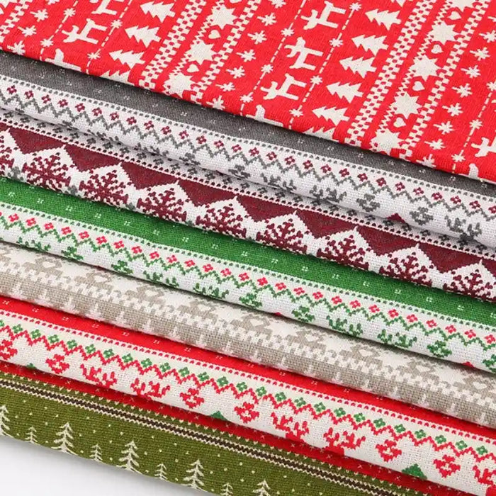 Tissu pour Noël en coton et lin au mètre