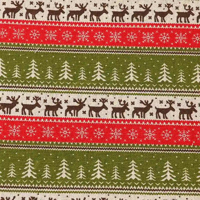 Tissu pour Noël en coton et lin au mètre