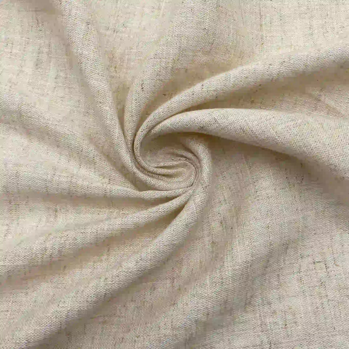 Gros plan sur le Tissu lin viscose au mètre de Longan Craft France, torsadé en spirale, qui met en valeur la texture et le tissage de la viscose dans un tissu cellulosique multicolore prêt pour l'été.
