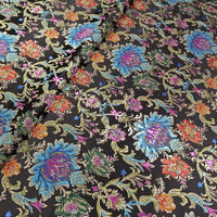 Tissu brocart soyeux à fleurs chinoises au mètre