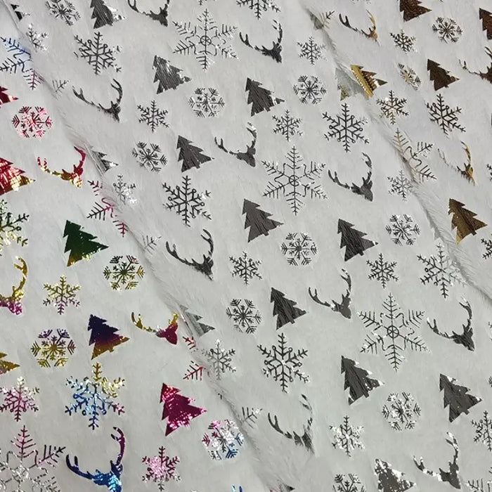 Tissu en velours PV motif sapin de Noël au mètre