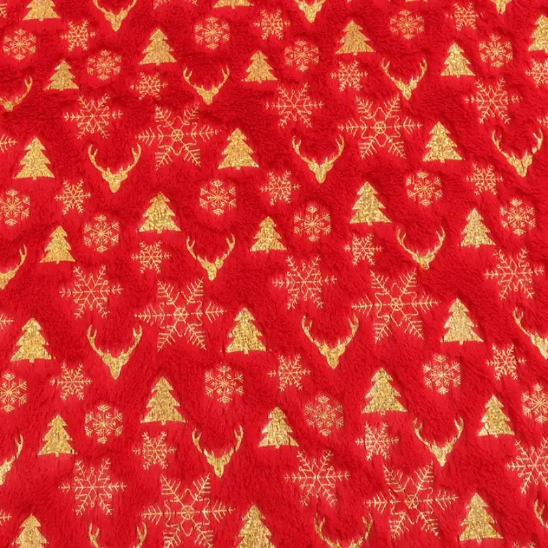 Tissu en velours PV motif sapin de Noël au mètre