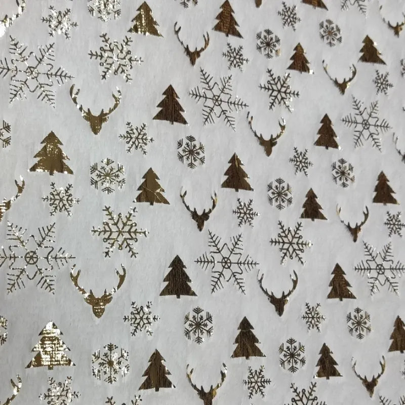 Tissu en velours PV motif sapin de Noël au mètre
