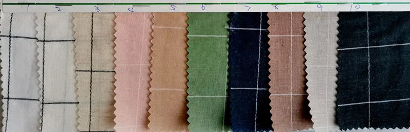 Tissu coton-lin à carreaux au mètre