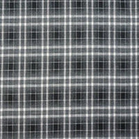 Longan Craft France Tissu flanelle mammouth à carreaux vintage au mètre : textile polyester-rayonne confortable, motif carreaux noir et blanc pour chemises, avec quadrillage de lignes régulières et nuances de gris.
