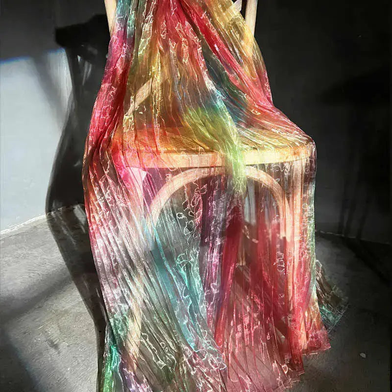 Tissu organza plissé dégradé au mètre | Organza à finition brillante