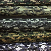 Longan Craft France propose du tissu toile imprimé camouflage au mètre, idéal pour vêtements, bagages, sacs à main, tentes et plus. Disponible en motifs verts, bruns, noirs et blancs pour vos projets créatifs en polyester-coton.