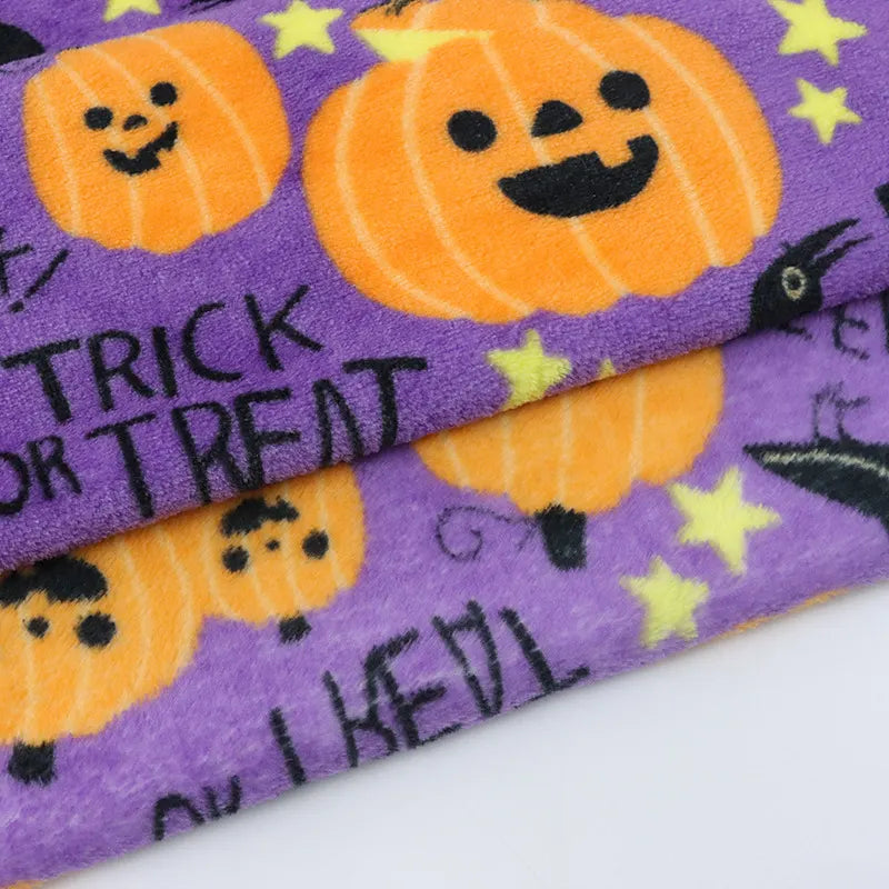 Tissu flanelle imprimé citrouilles Halloween au mètre