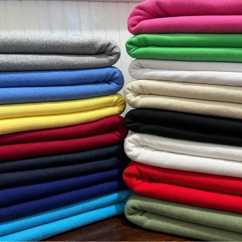 Tissu côtelé uni en coton au mètre | Maille côtelée extensible 2x2