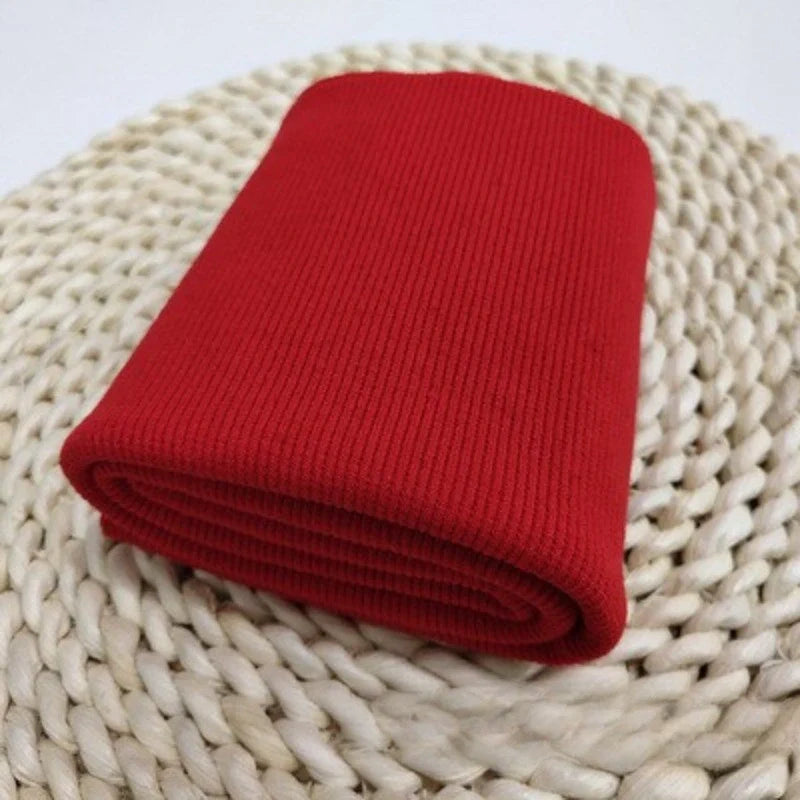 Tissu côtelé uni en coton au mètre | Maille côtelée extensible 2x2