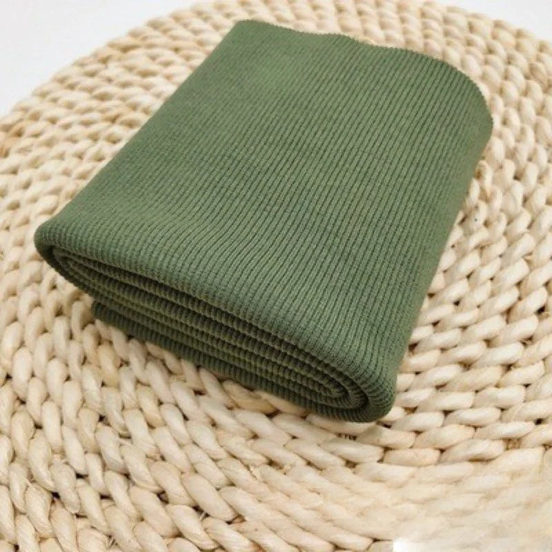 Tissu côtelé uni en coton au mètre | Maille côtelée extensible 2x2