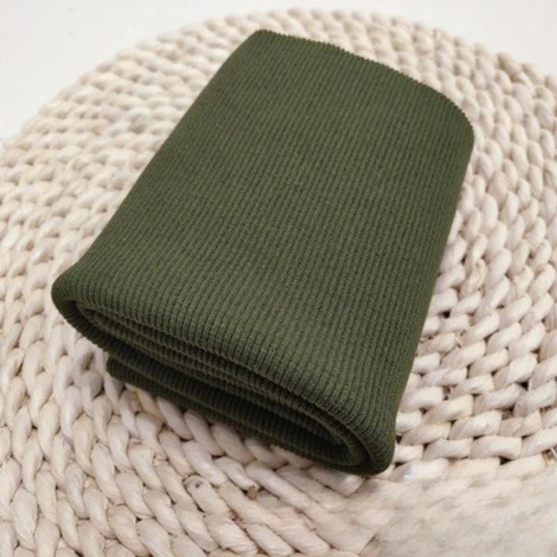 Tissu côtelé uni en coton au mètre | Maille côtelée extensible 2x2