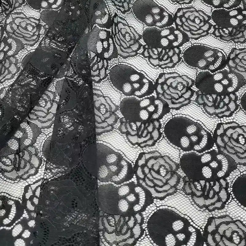 Tissu en dentelle tête de mort au mètre