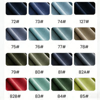 Un tableau présente quinze échantillons de Jersey modal uni au mètre de Longan Craft France, chacun dans une couleur unique avec un code (72#, 74#, 127#, etc.), idéal pour les vêtements de nuit grâce à ce tissu coton-modal respirant.