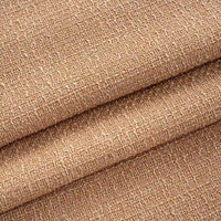 Gros plan sur le Tissu tweed uni au mètre de Longan Craft France, un textile polyester texturé marron clair aux fibres visibles et au motif tissé subtil. Idéal pour les costumes chics et les manteaux.