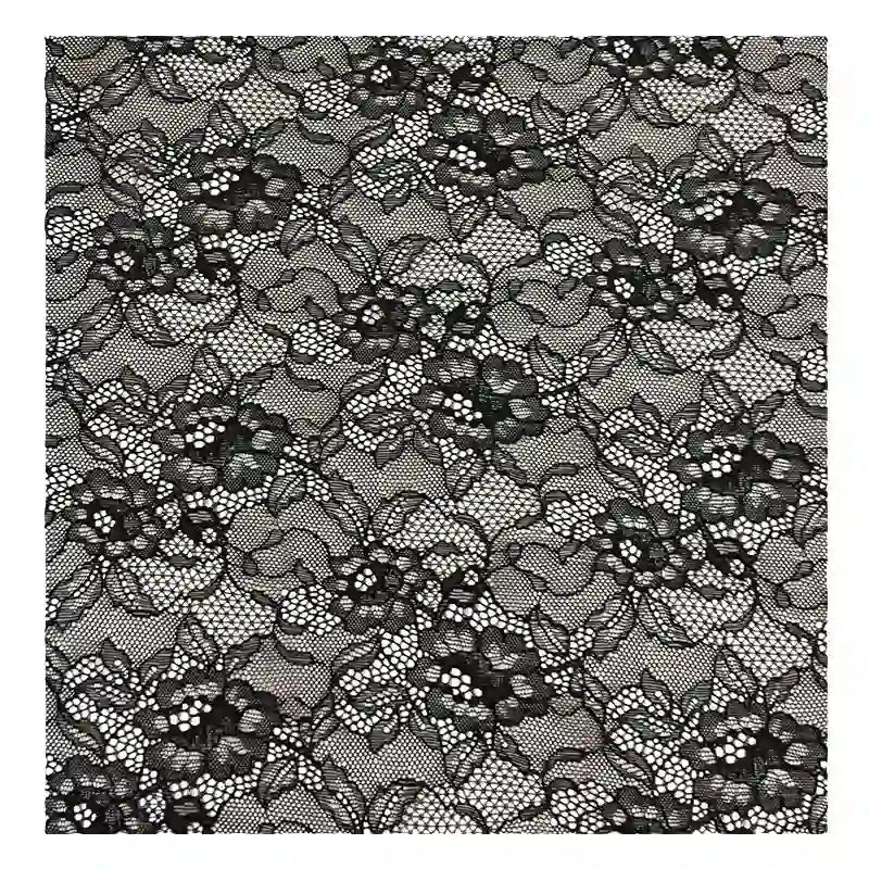 Découvrez le Tissu dentelle extensible au mètre de Longan Craft France : dentelle multicolore haute qualité aux motifs floraux sur fond transparent, idéale pour lingerie, vêtements élégants et jupes.
