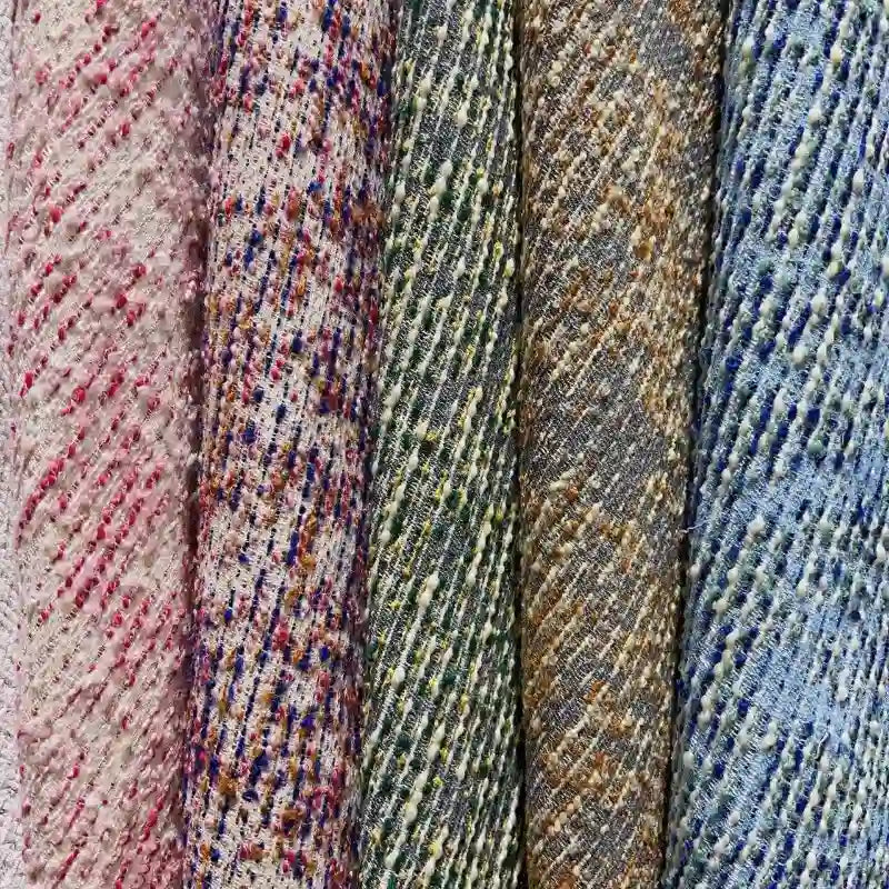 Tissu tweed bouclé rayé au mètre