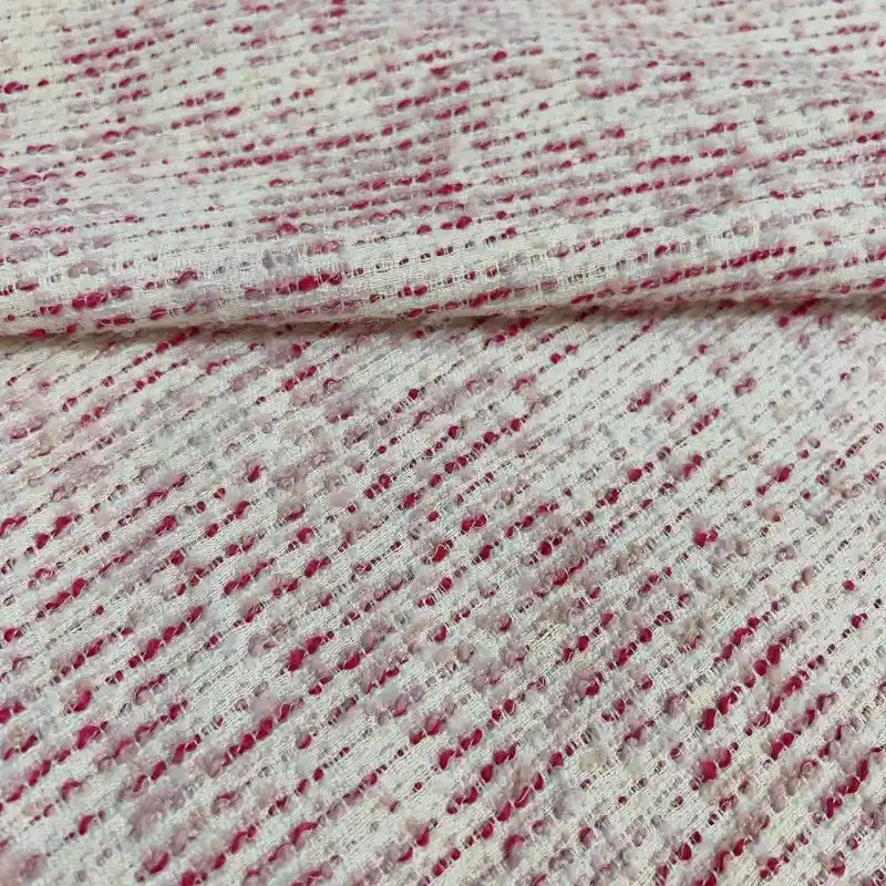 Tissu tweed bouclé rayé au mètre