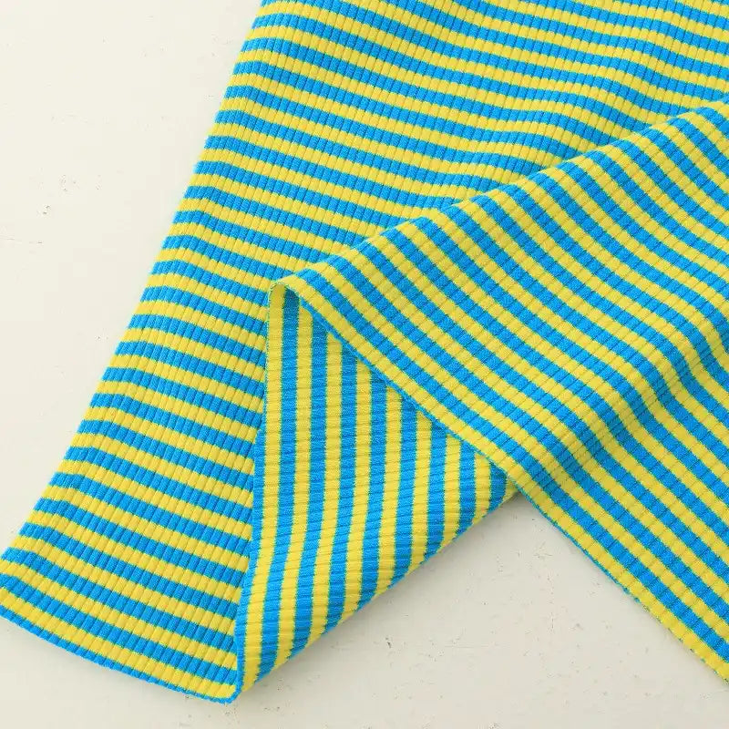 Tissu maille côtelée rayée en coton au mètre