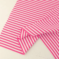 Tissu maille côtelée rayée en coton au mètre