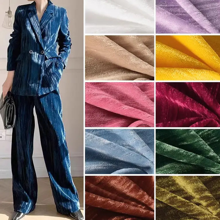 Tissu en velours froissé plissé au mètre