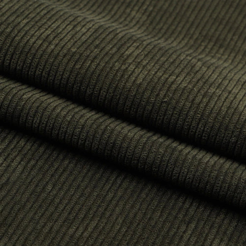 Gros plan sur le Tissu velours côtelé épais 8 côtes au mètre de Longan Craft France, montrant sa texture douce et ses crêtes parallèles - un mélange de polyester parfait pour l'ameublement et la décoration intérieure.