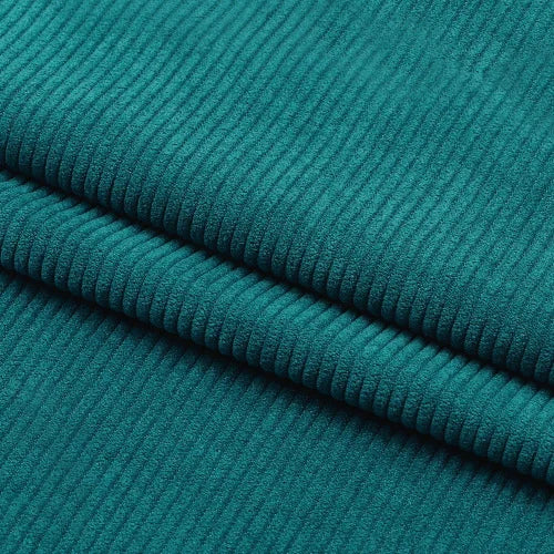 Gros plan sur le tissu velours côtelé épais 8 côtes de Longan Craft France, montrant la texture douce du polyester côtelé et les plis nets - idéal pour l'ameublement et la décoration intérieure.