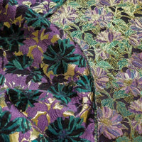 Tissu brocart vintage brodé à motifs floraux au mètre