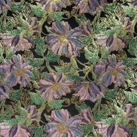 Tissu brocart vintage brodé à motifs floraux au mètre