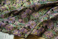 Tissu brocart vintage brodé à motifs floraux au mètre