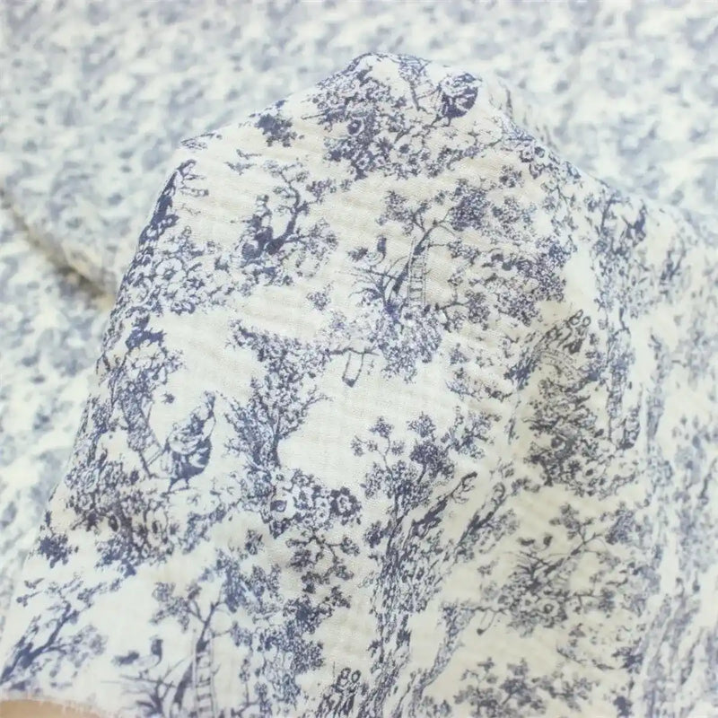 Double gaze de coton vintage à fleurs au mètre