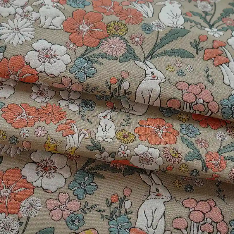 Tissu brocart champignon vintage au mètre 