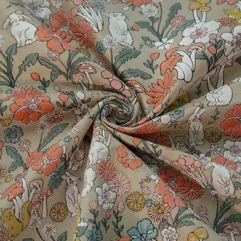 Tissu brocart champignon vintage au mètre 