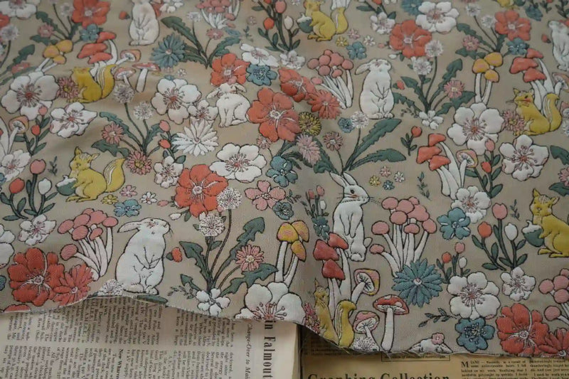 Tissu brocart champignon vintage au mètre 
