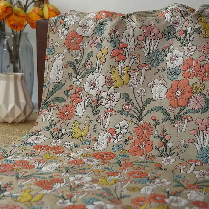 Tissu brocart champignon vintage au mètre 