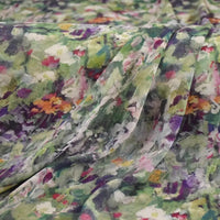 Mousseline imprimée motif floral aquarelle au mètre
