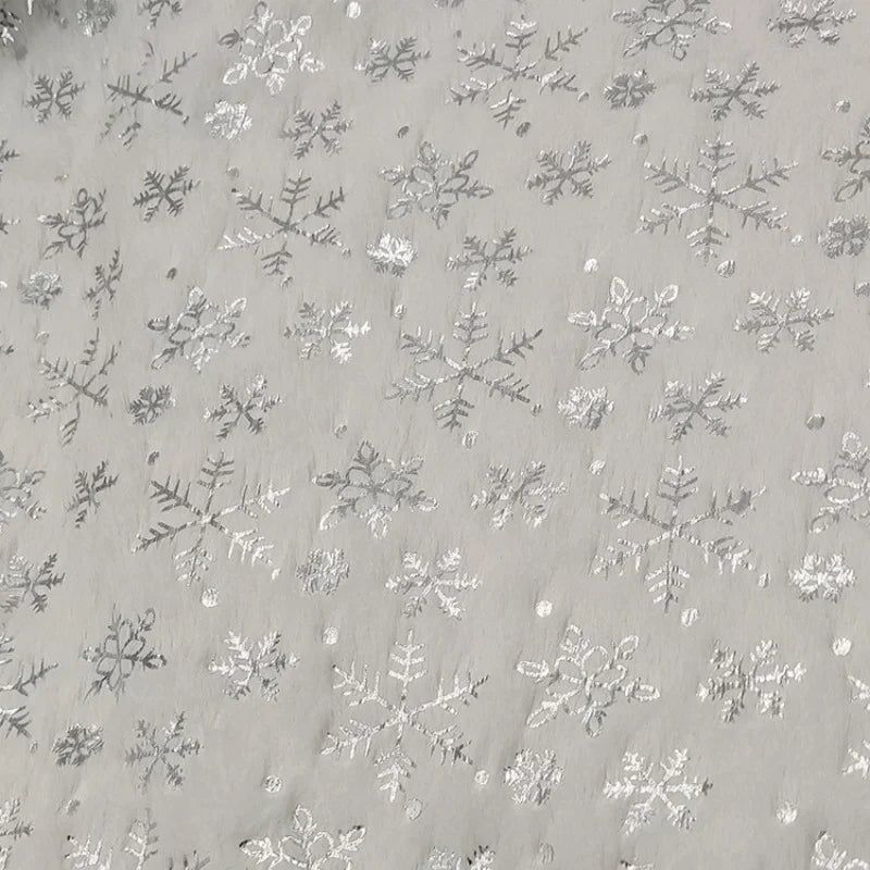 Tissus velours blanc à motif flocons de neige au mètre