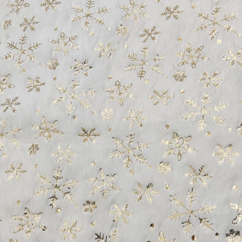 Tissus velours blanc à motif flocons de neige au mètre