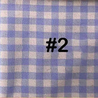 Une Flanelle de coton à carreaux colorés bleu et blanc de Longon Craft France, 100% coton, parfaite pour les manteaux d'automne, les chemises, la couture et l'ameublement, avec "#2" en noir sur la surface.