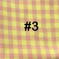 Une flanelle de coton à carreaux jaune et rose de Longon Craft France est représentée comme fond de tissu avec "#3" en caractères noirs gras centré dessus.