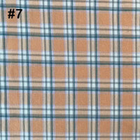 #7 Flanelle de coton à carreaux colorés au mètre par Longon Craft France : tissu 100 % coton avec motif à rayures orange, beige, blanc et bleu. Idéal pour manteaux, chemises, couture et tapisserie d'automne.